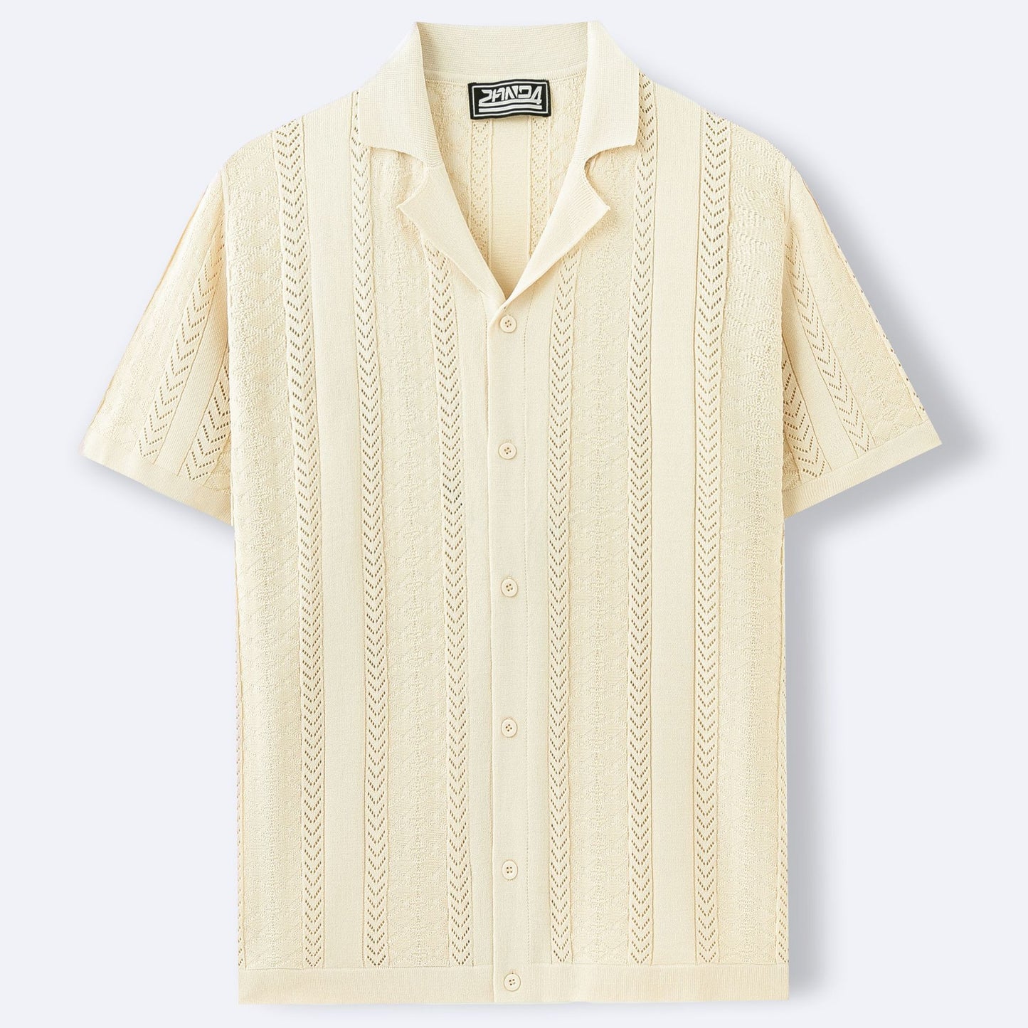 Mens Striped Knitted Polo Shirt
