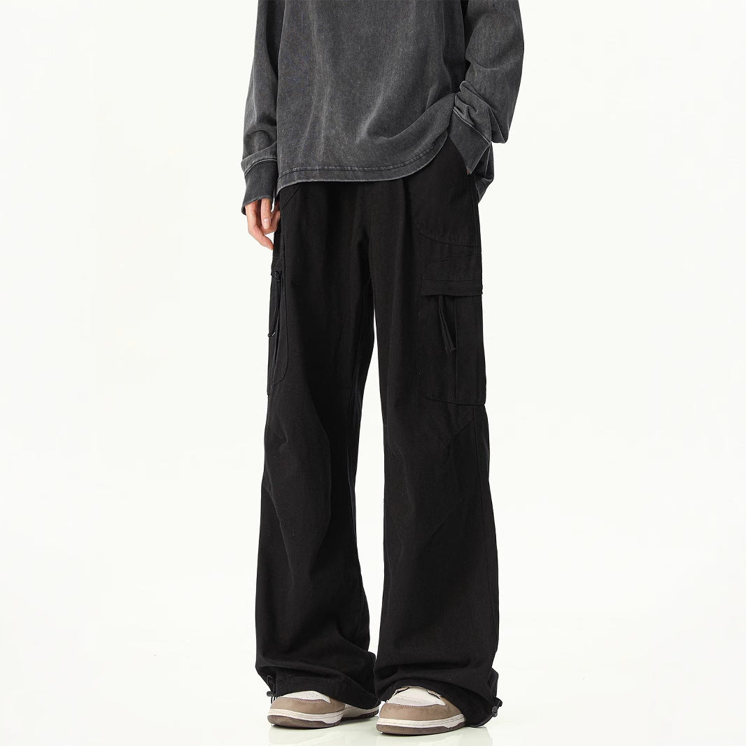 Mens Cargo Trousers - Cotton Utility Pants, Relaxed Streetwear Fit