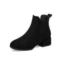 Women's Suede Chelsea Boots - Block Heel Slip On Ankle Boots for Fall