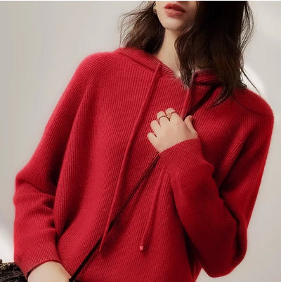 Women's Oversized Knit Hoodie - Chunky Ribbed Hooded Sweater Pullover, Cozy Fall & Winter Jumper