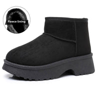 Women's Fur Lined Mini Platform Snow Boots - Warm Slip On Winter Booties