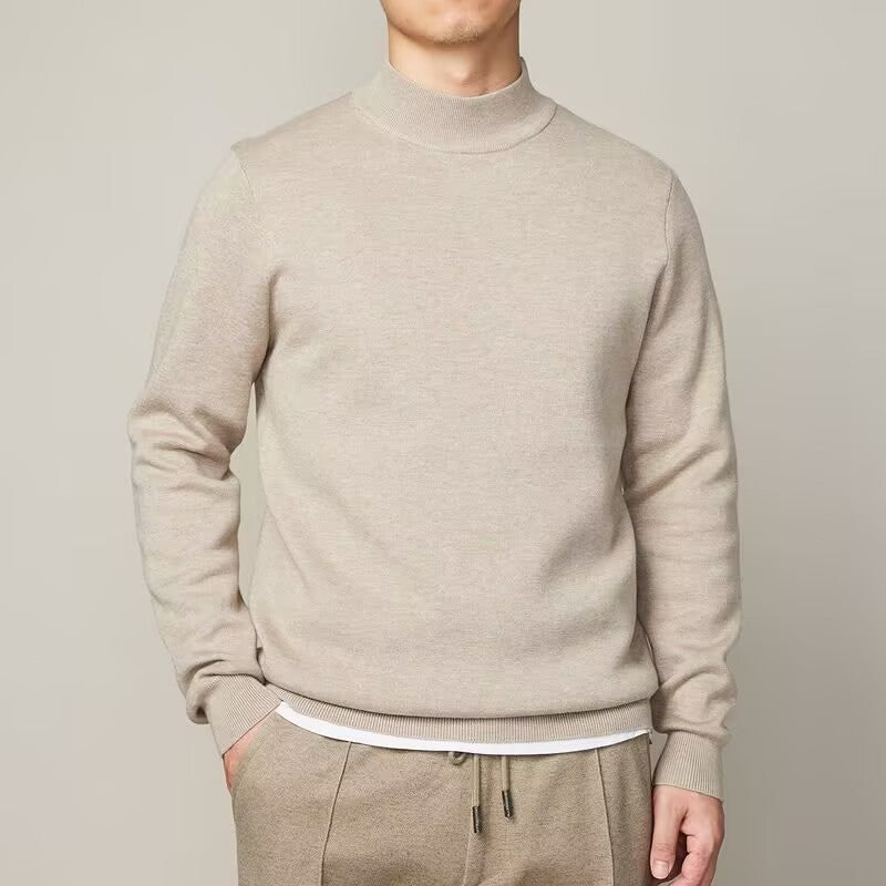 Mens Mock Neck Sweater - Turtleneck Knit Jumper Pullover, Loose