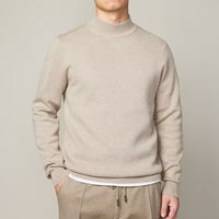 Mock Neck Turtleneck Sweater - Jacquard Knit Jumper, Loose Fit