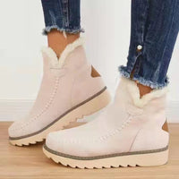 Women's Fur Lined Suede Snow Boots - Warm Slip On Winter Ankle Boots