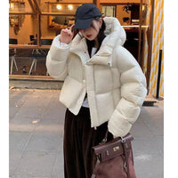Womens Hooded Puffer Jacket - Loose Fit Padded Winter Coat