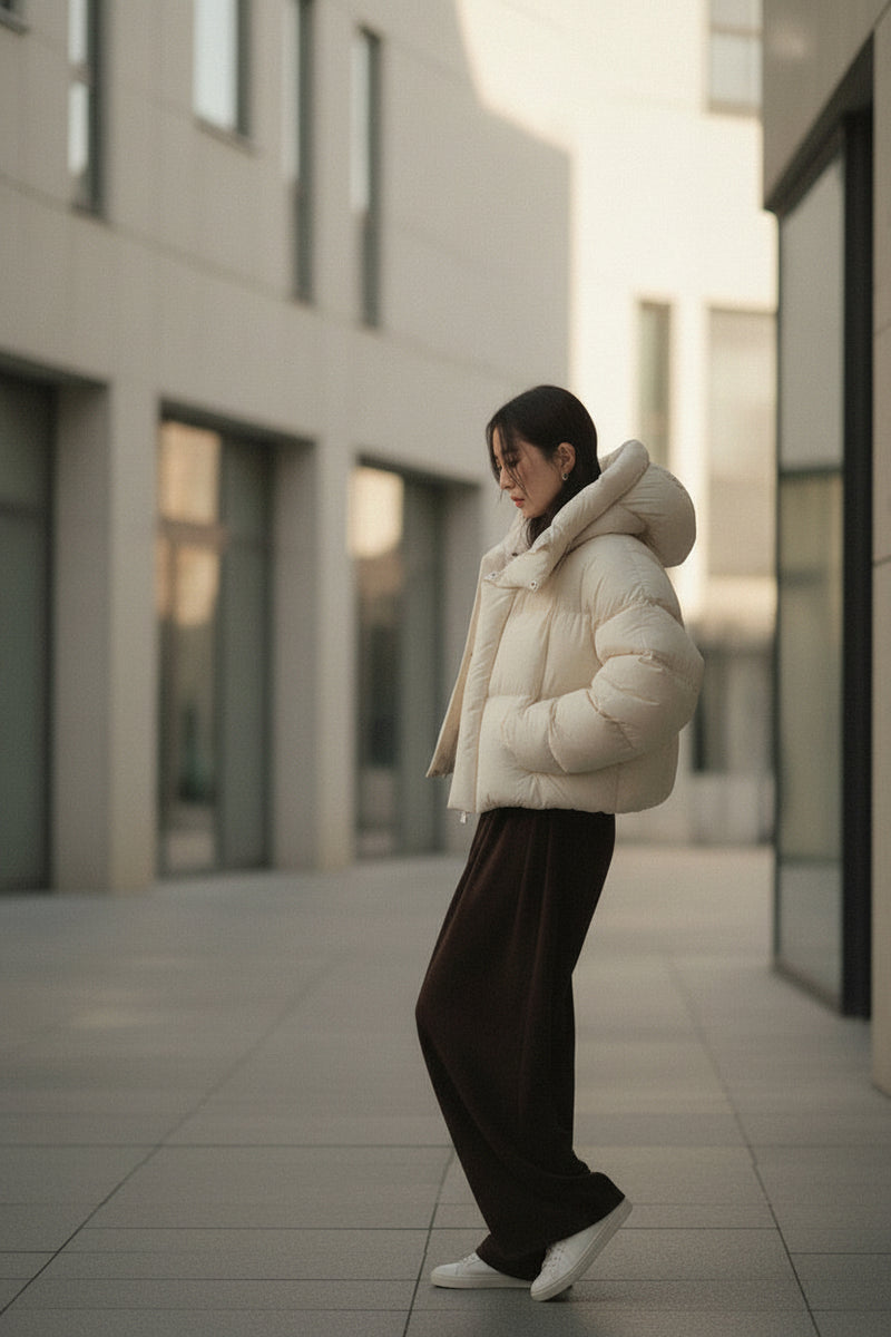 Womens Hooded Puffer Jacket - Oversized Padded Winter Coat, Loose Fit Puffa