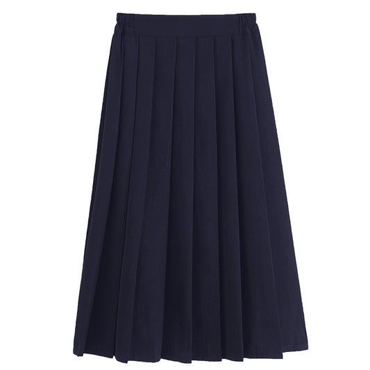 Womens A-Line Pleated Midi Skirt - High Waist Box Pleat