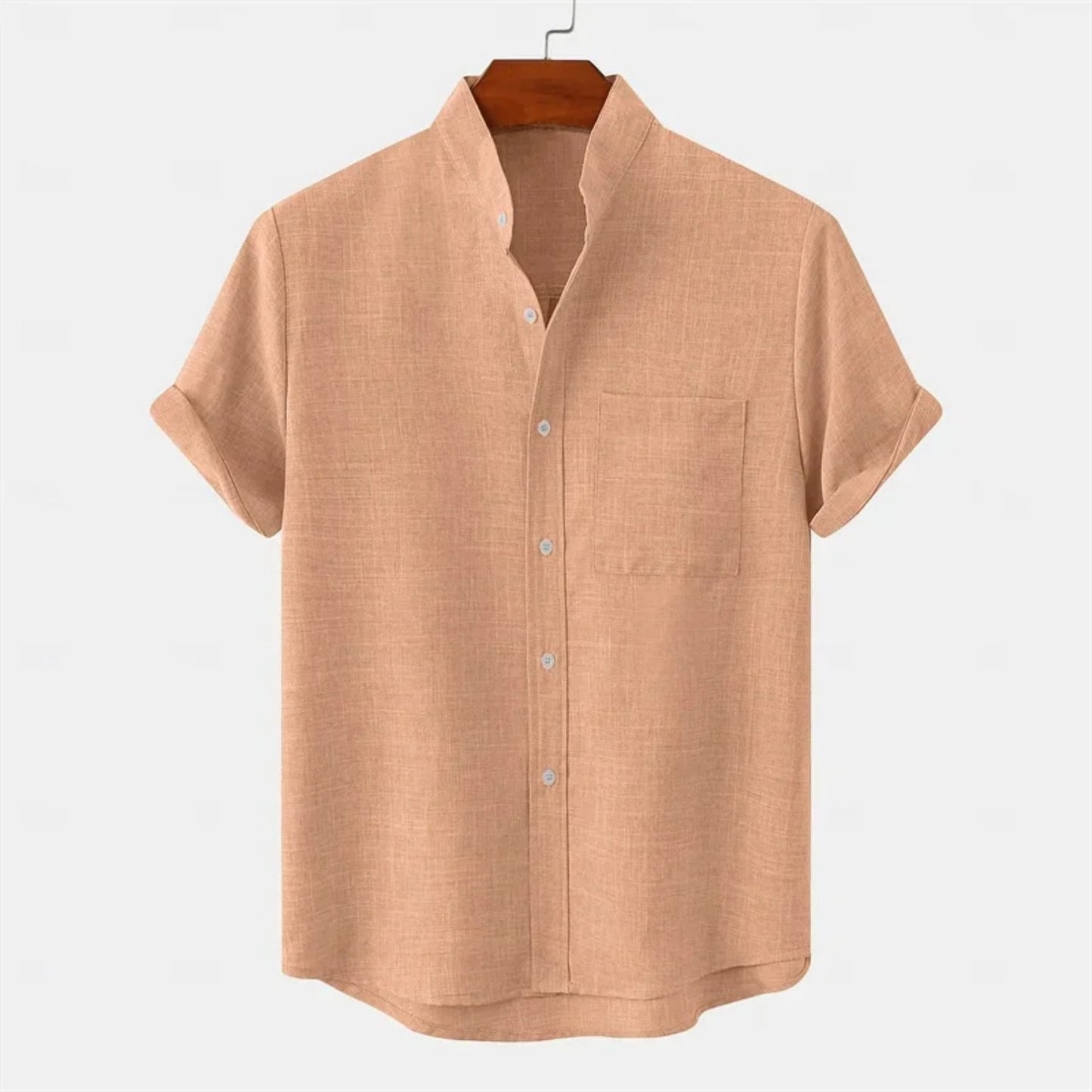 Men's Stand Collar Short Sleeve Shirt