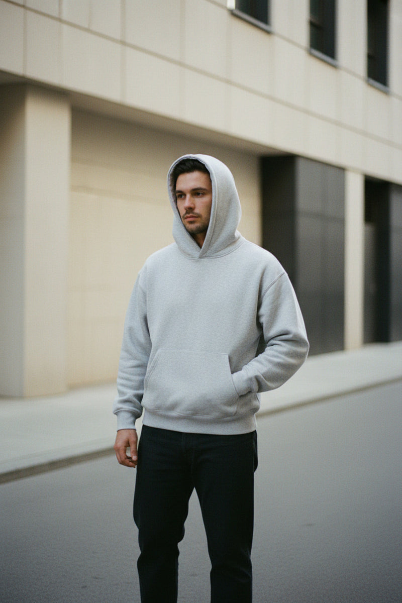 Mens Heavyweight Hoodie - 400g Oversized Boxy Pullover Hoodie, Dropped Shoulder