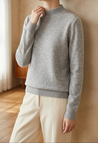 Women's Mock Neck Sweater - Soft Knit Loose Fit Pullover for Fall & Winter
