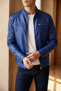 Men's Faux Leather Moto Jacket - Classic Slim Fit Biker Jacket for Fall & Winter
