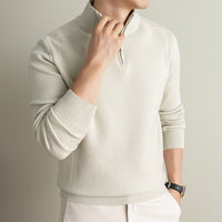 Men's Quarter Zip Sweater - Half Zip Stand Collar Ribbed Knit Pullover, Warm Fall & Winter Jumper