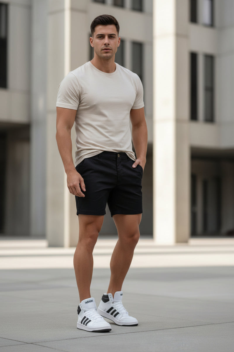 Mens Chino Shorts - Cotton Twill Casual Summer Knee Shorts