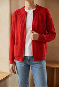 Women's Zip Up Cardigan - Knit Sweater Jacket with Pockets for Fall & Winter
