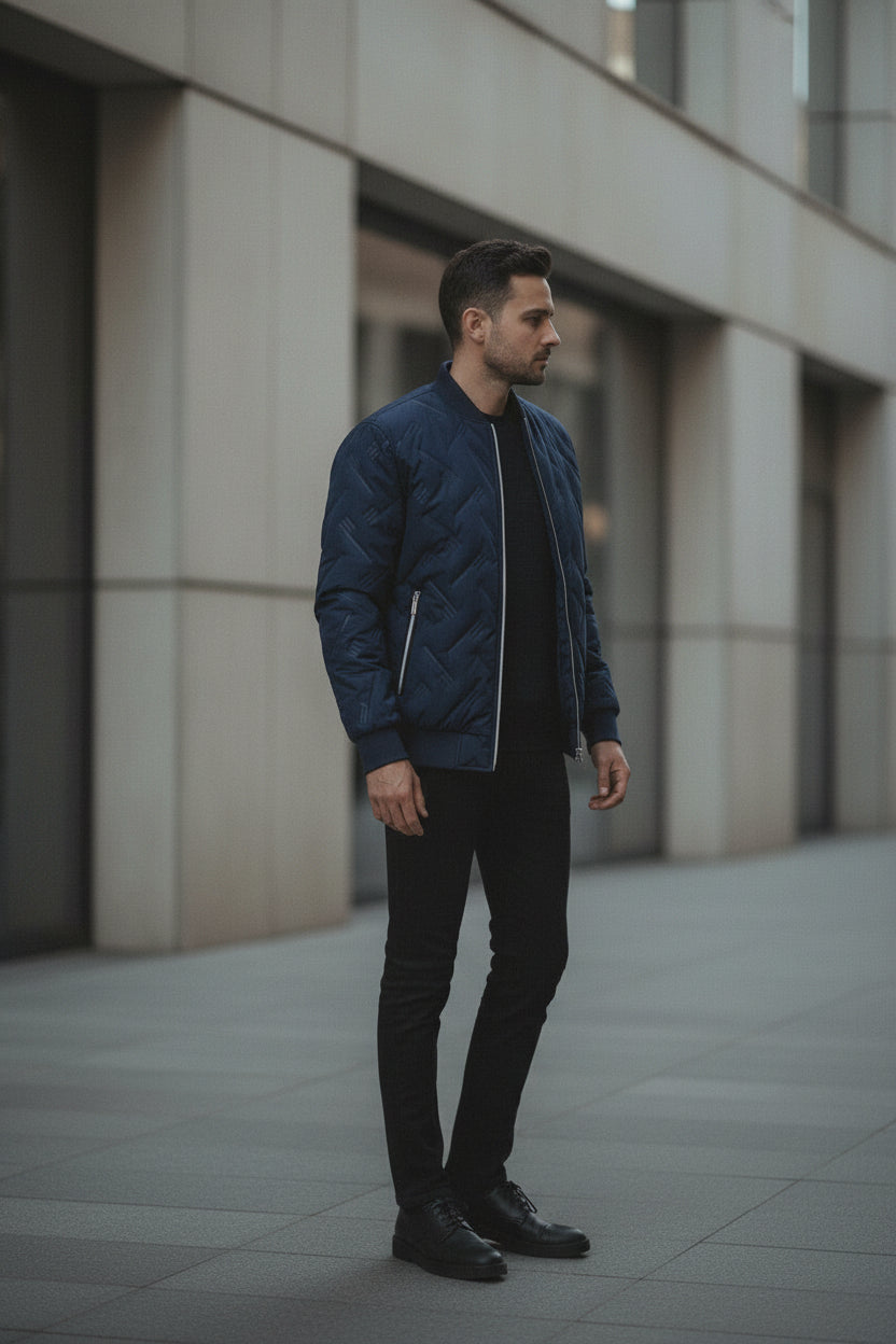 Men's Fleece Lined Winter Jacket - Warm Zip Up Padded Coat with Stand Collar, Plus Size to 5XL