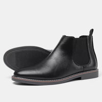 Men's Brown Chelsea Boots - Faux Leather Slip On Ankle Boots for Fall & Winter