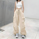 Unisex Vintage Cargo Baggy Jeans Multi Pocket Utility Loose Fit Denim Streetwear Skater Pants Casual Clothing for Men & Women