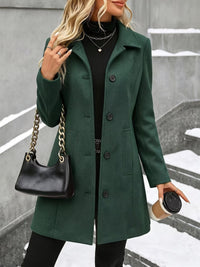 Women's Wool Blend Coat - Mid Length Single Breasted Lapel Winter Overcoat