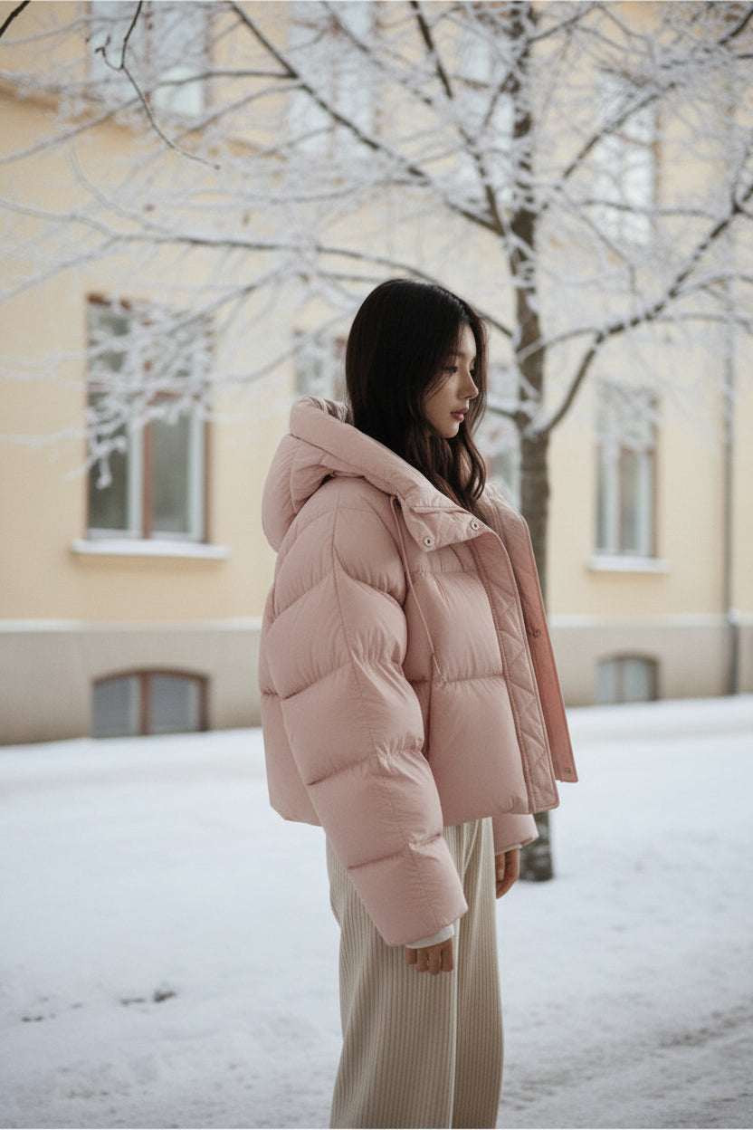 Women's Hooded Puffer Jacket - Oversized Warm Padded Winter Coat, Loose Fit
