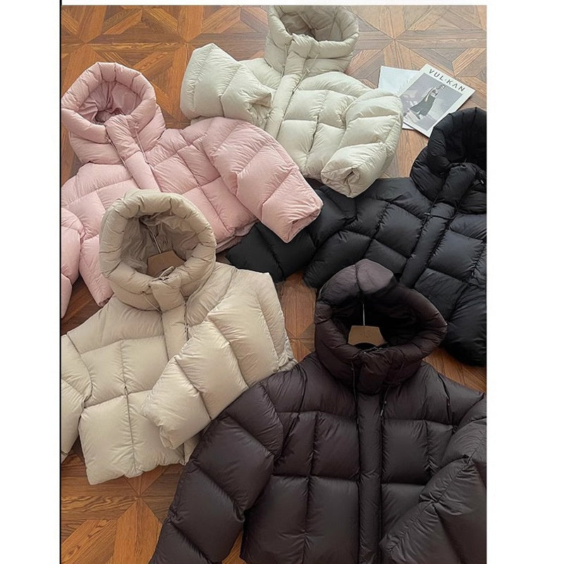 Womens Hooded Puffer Jacket - Loose Fit Padded Winter Coat