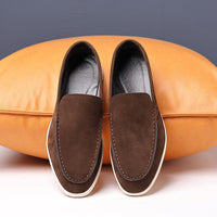 Mens Slip On Loafers - Low Wedge Heel Casual Driving Shoes