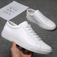 Classic White Leather Sneakers - Unisex Low Top Minimalist Trainers