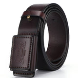 Mens Leather Belt - Smooth Buckle, Metal-Free Hypoallergenic