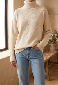Women's Chunky Turtleneck Sweater - Oversized Knit Pullover, Cozy Winter Jumper