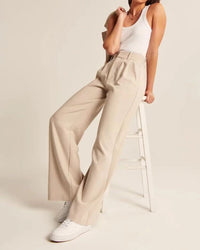 Womens Wide Leg Trousers - High Waist Tailored Palazzo Pants