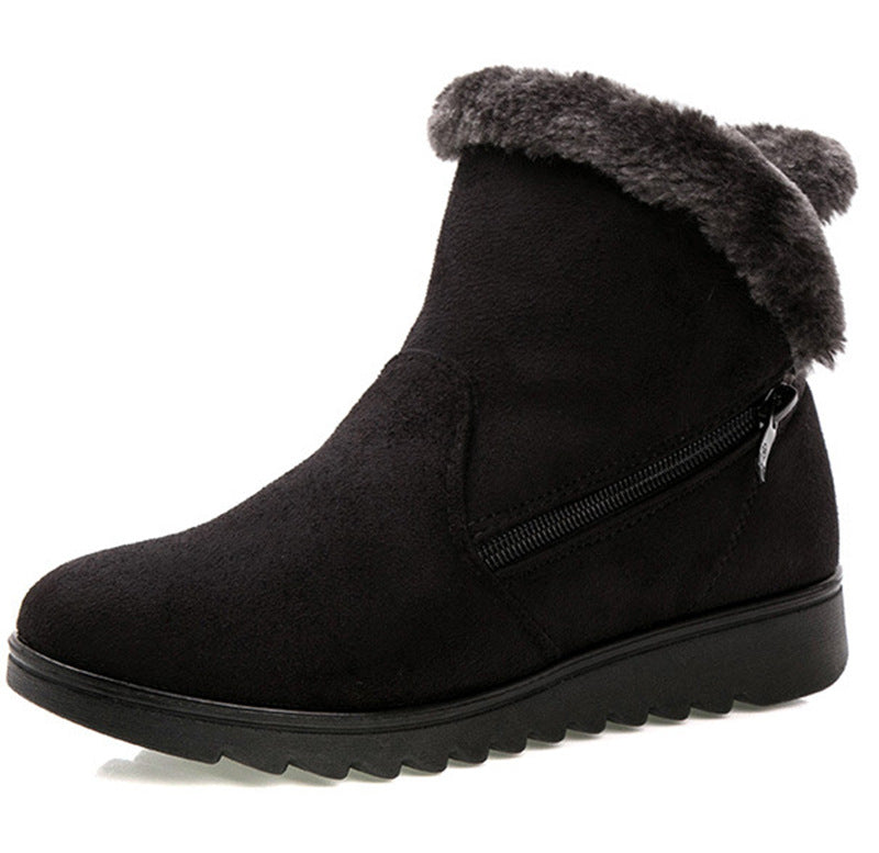 Women's Fur Lined Snow Boots - Warm Side Zip Winter Ankle Boots