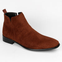 Men's Square Toe Chelsea Boots - Faux Leather Slip On Dress Boots for Fall & Winter