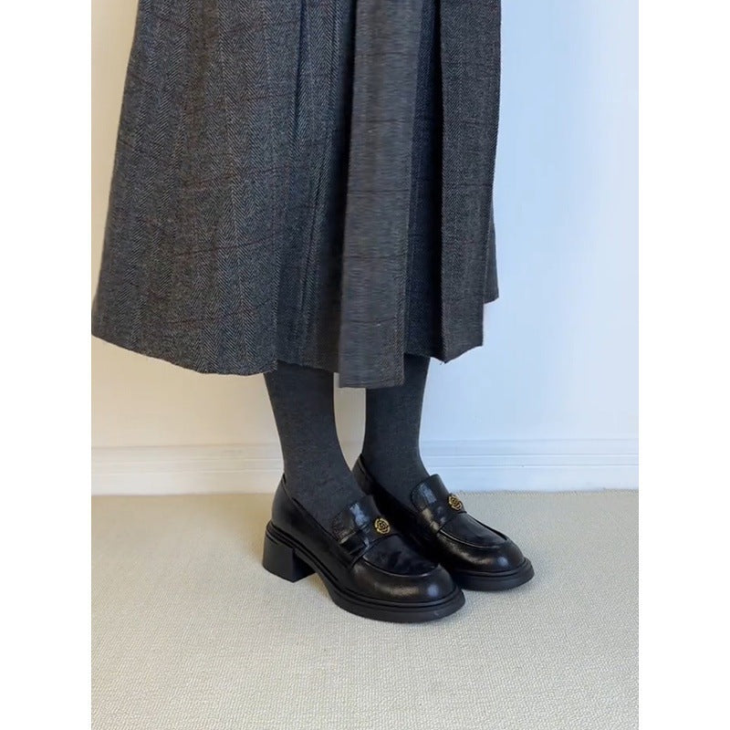 Womens Chunky Loafers - Platform Block Heel Chunky Sole Slip Ons