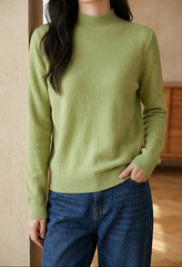 Women's Mock Neck Sweater - Soft Knit Loose Fit Pullover for Fall & Winter