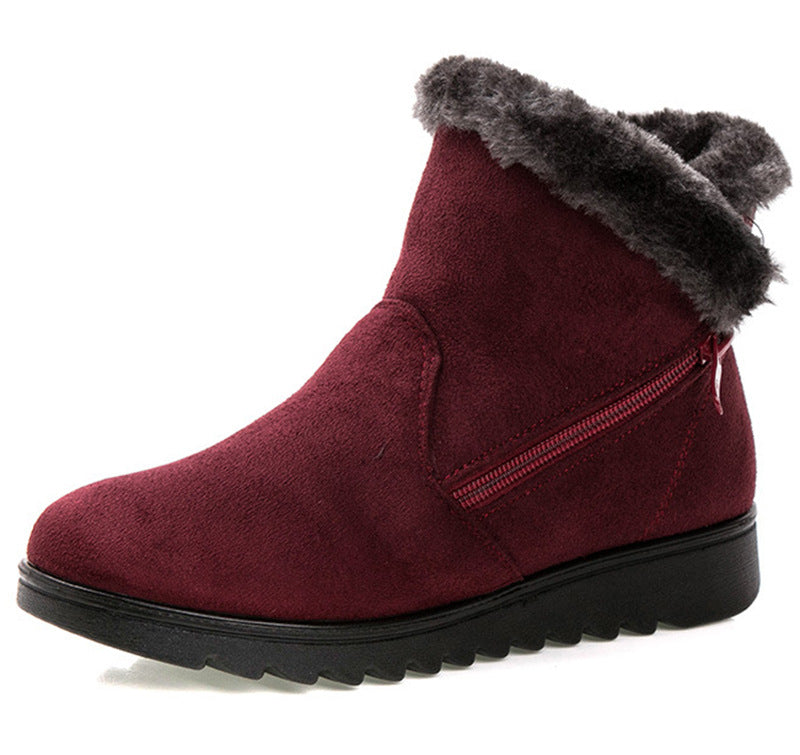 Women's Fur Lined Snow Boots - Warm Side Zip Winter Ankle Boots