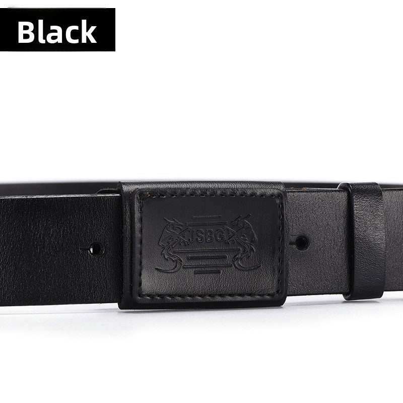 Mens Leather Belt - Smooth Buckle, Metal-Free Hypoallergenic