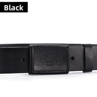 Mens Leather Belt - Smooth Buckle, Metal-Free Hypoallergenic