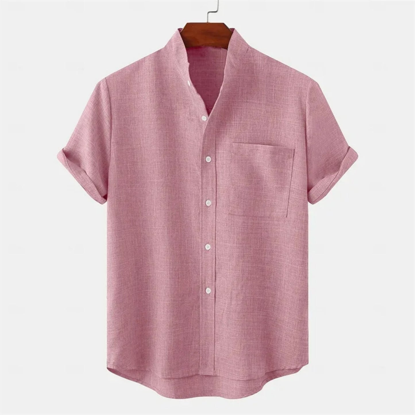 Men's Stand Collar Short Sleeve Shirt