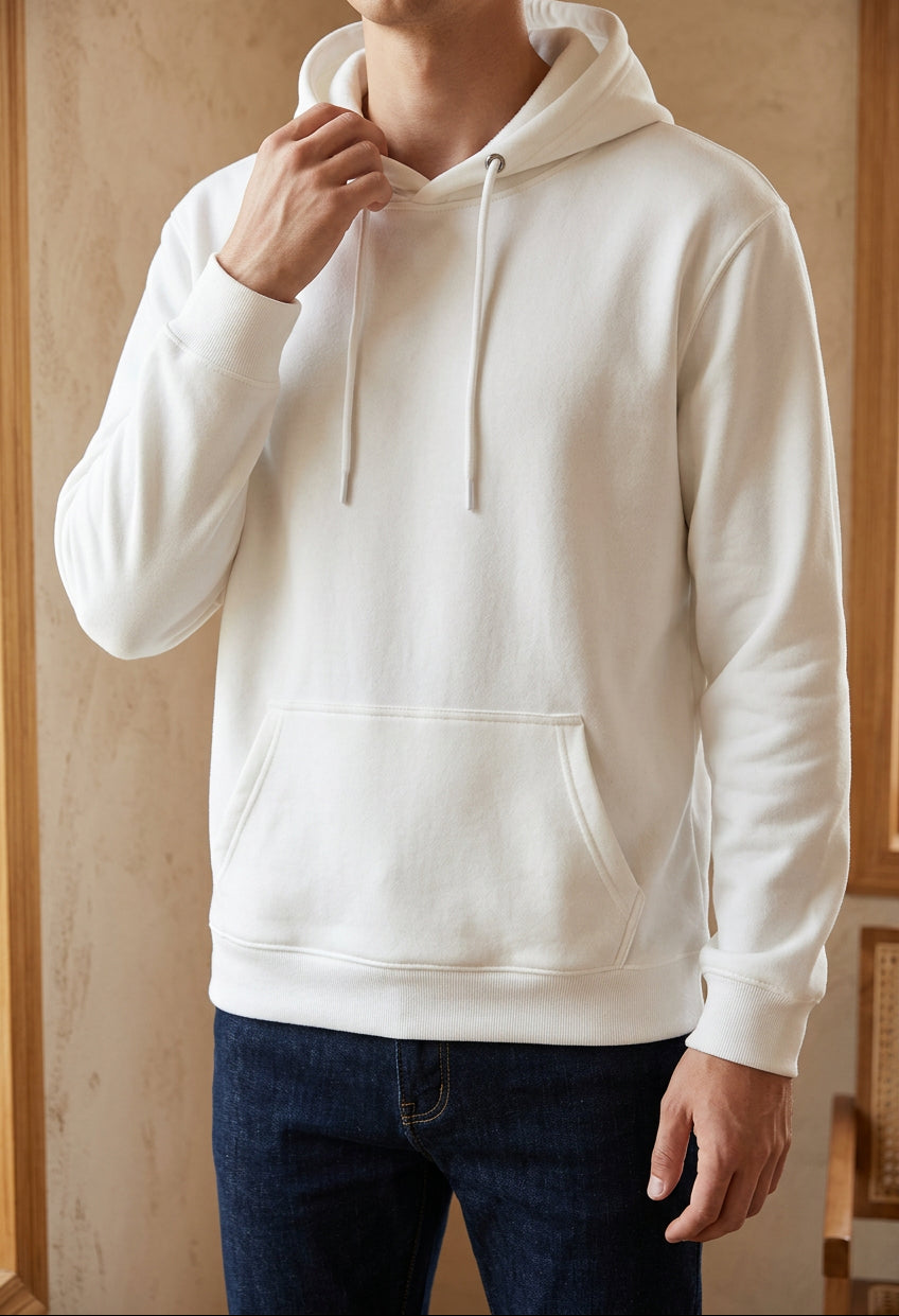 Unisex Heavyweight Fleece Lined Hoodie - Plain Pullover Hooded Sweatshirt for Winter