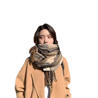 Womens Winter Scarf - British Grid Check Warm Blanket Scarf