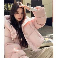 Womens Hooded Puffer Jacket - Loose Fit Padded Winter Coat