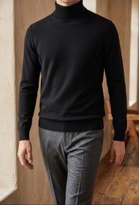 Men's Turtleneck Sweater - Slim Fit Knit Pullover for Fall & Winter