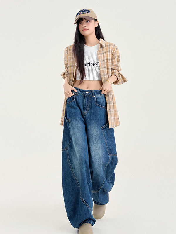 Unisex Vintage Baggy Jeans Wide Leg Denim Pants Y2K 90s Retro Embroidered Streetwear Casual Fashion Clothing for Men & Women
