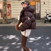 Womens Hooded Puffer Jacket - Loose Fit Padded Winter Coat