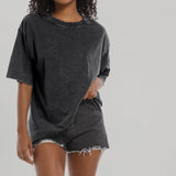 Unisex Washed Vintage T Shirt Acid Wash Distressed Oversized Cotton Streetwear Y2K Casual Fashion Clothing for Men & Women