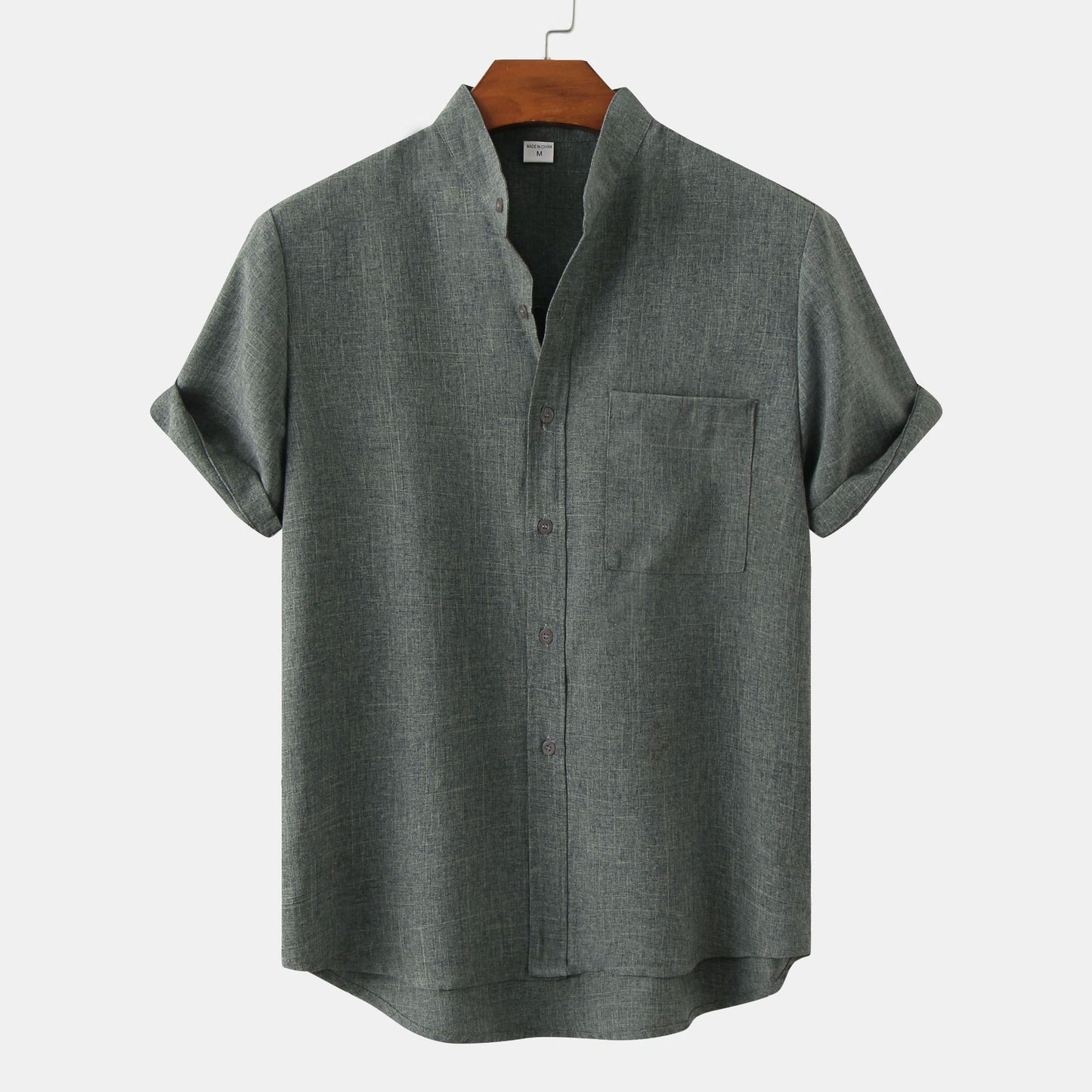 Men's Stand Collar Short Sleeve Shirt