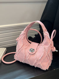 Womens Quilted Denim Crossbody Bag - Tassel Detail Shoulder Bag