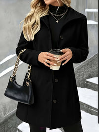 Women's Wool Blend Coat - Mid Length Single Breasted Lapel Winter Overcoat