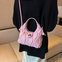 Womens Quilted Denim Crossbody Bag - Tassel Detail Shoulder Bag