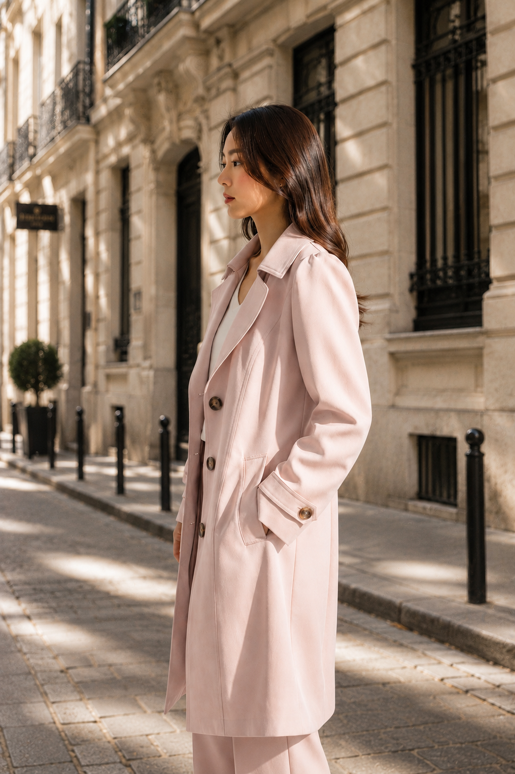 Womens Double Breasted Trench Coat - Belted Mid Length Overcoat, Plus Size Autumn Jacket