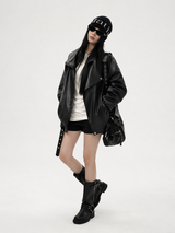 Unisex Vintage Faux Leather Biker Jacket PU Moto Streetwear Retro Outerwear Casual Fashion Jacket for Men & Women